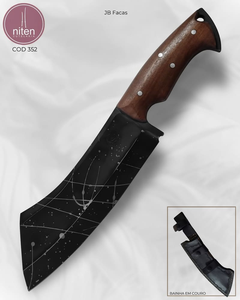 Facão Artesanal Aço Carbono Cabo Madeira Balsamo 36 cm — JB Facas
