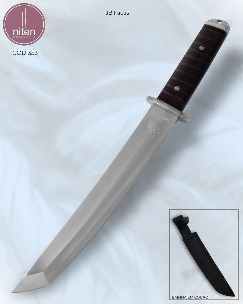 Faca Tantô Artesanal Aço Carbono Cabo Madeira Roxinho 42 cm — JB Facas