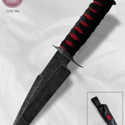 Faca Tantô Artesanal Aço Damasco Cabo Fita Tsukamaki 31 cm — JB Facas
