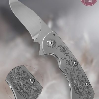 Canivete Artesanal Aço Inox 14C28N Cabo Metal Gravado 18,5 cm — Du Sturaro