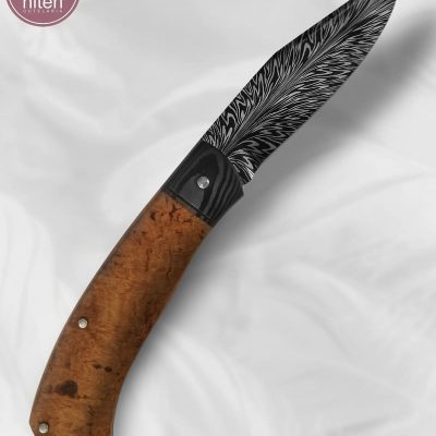 Canivete Artesanal Aço Damasco Cabo Madeira Estabilizada 20 cm — D. Lima