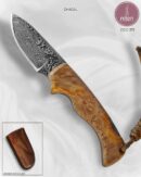 Faca Hunter Artesanal Aço Damasco Cabo Madeira Estabilizada 17,5 cm — Chacal