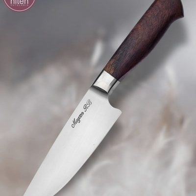 Faca Chef Artesanal Aço Carbono Cabo Madeira Nacional 27 cm — Maycon RB (Ref 380)