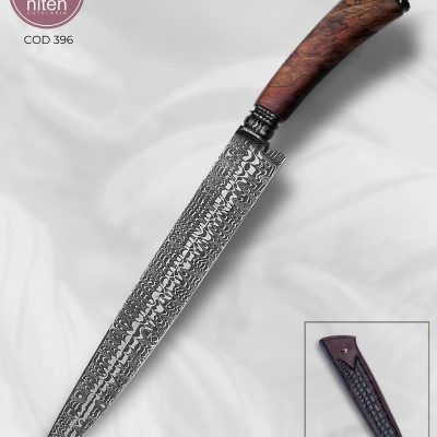 Faca Gaúcha Artesanal Aço Damasco Cabo Madeira Estabilizada 41 cm — Lisandro Bertoni