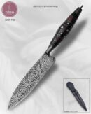 Faca Chef Artesanal Aço Damasco Explosion Cabo Madeira e Madrepérola 35 cm — Gerrson Bragagnoli