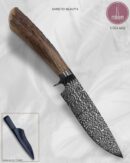 Faca Utilitária Artesanal Aço Damasco Cabo Cervo 22,5 cm — Sandro Blauth