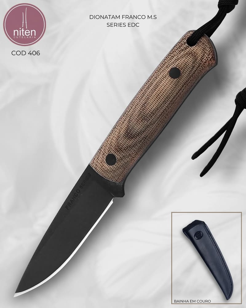 Faca EDC Artesanal Aço Carbono Cabo Micarta 19,5 cm — Franco Ms