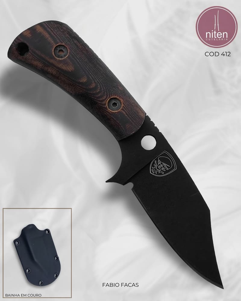Faca EDC Artesanal Aço Inox Cabo Micarta Vermelha 17 cm — Fabio Facas