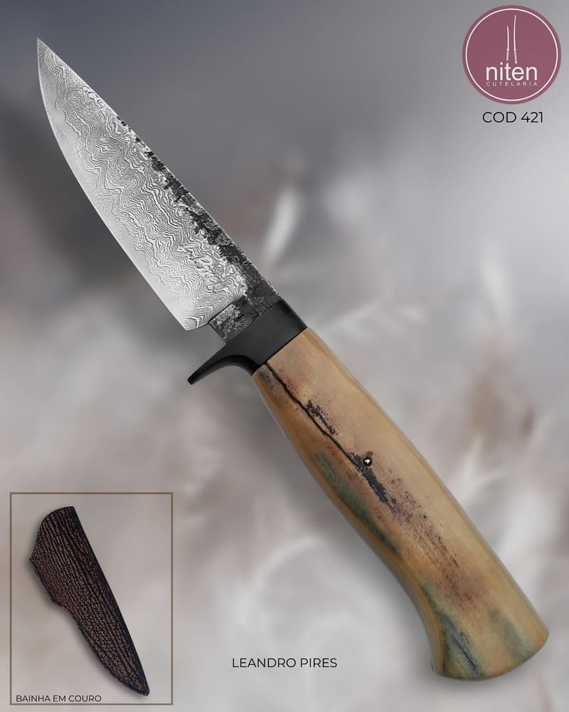 Faca Hunter Artesanal Aço Damasco Inox 21,5 cm — L.pires