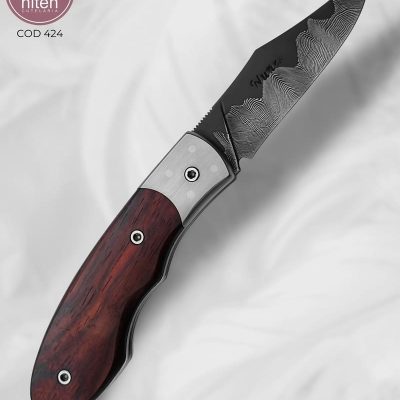 Canivete Artesanal Aço Damasco Cabo Madeira 20 cm — Nunes
