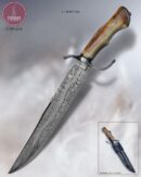 Faca Bowie Artesanal Aço Damasco Pluma 42 cm — L. Bertoni