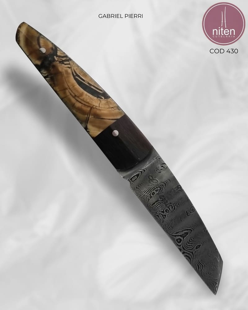 Faca EDC Artesanal Aço Damasco 17,5 cm — Gabriel Pierri