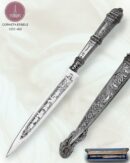Faca Gaúcha Artesanal Aço Inox Cabo Prata e Ouro 26 cm — Corneta Erbele (Ref 463)