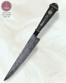 Faca Gaúcha Artesanal Aço Carbono Cabo Prata e Ouro 25 cm — Broqua e Scholberg