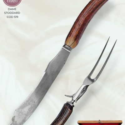 Kit Artesanal 2 Peças Faca e Garfo Trinchante Cabo Cervo — Dame Stoddard