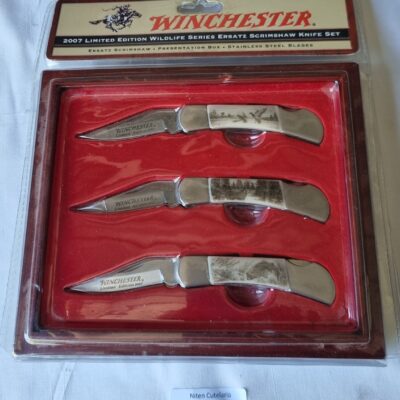 Kit Winchester 3 Canivetes Wildlife Series Ersatz Scrimshaw — Edição Limitada 2007