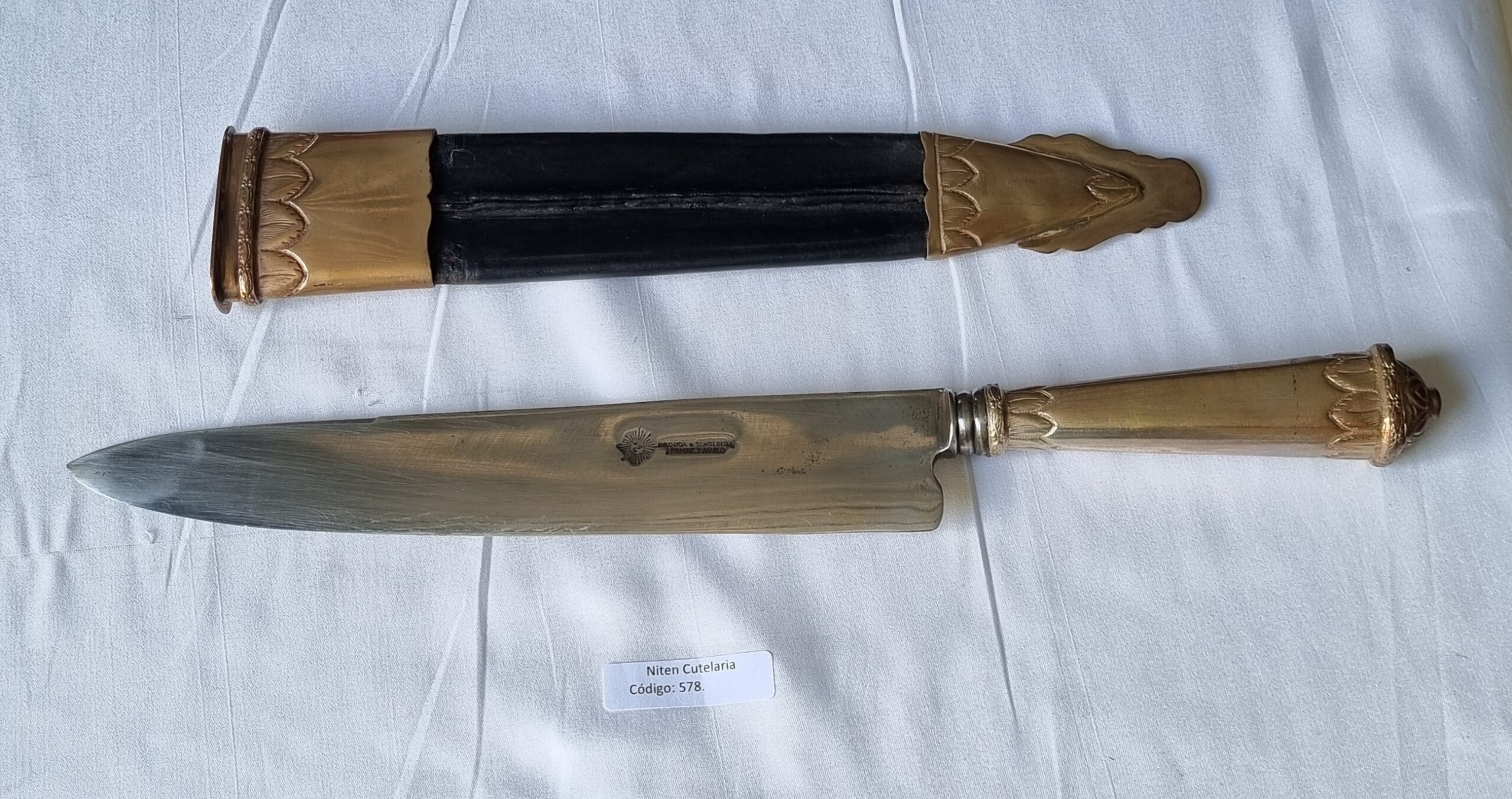 Faca Gaúcha Artesanal Aço Carbono Cabo Metal 37 cm — Broqua e Scholberg