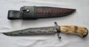 Faca Bowie Artesanal Aço Damasco Cabo Chifre 38 cm — Bertoni